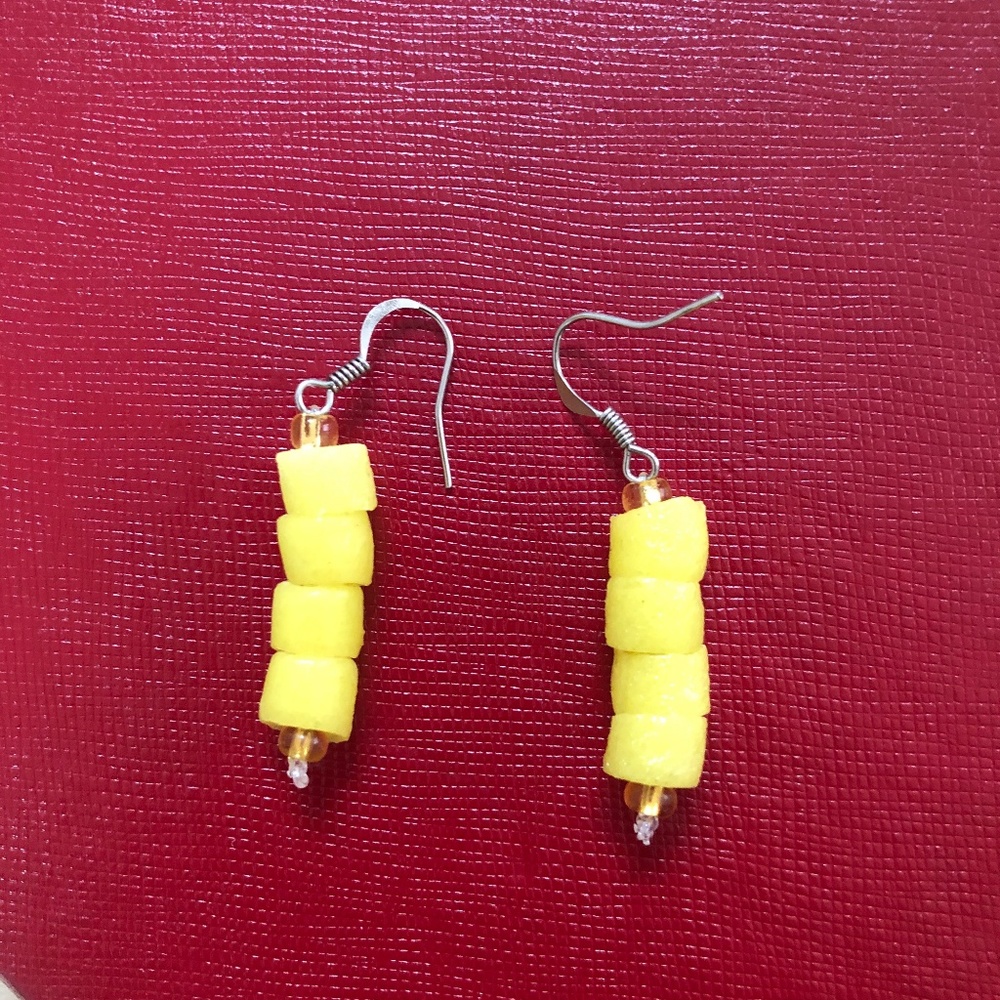 Yellow earrings from Ghana